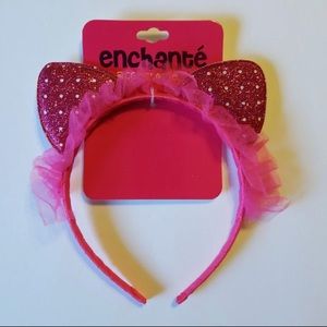 HOT PINK POLKADOT GLITTER CAT EARS HEADBAND